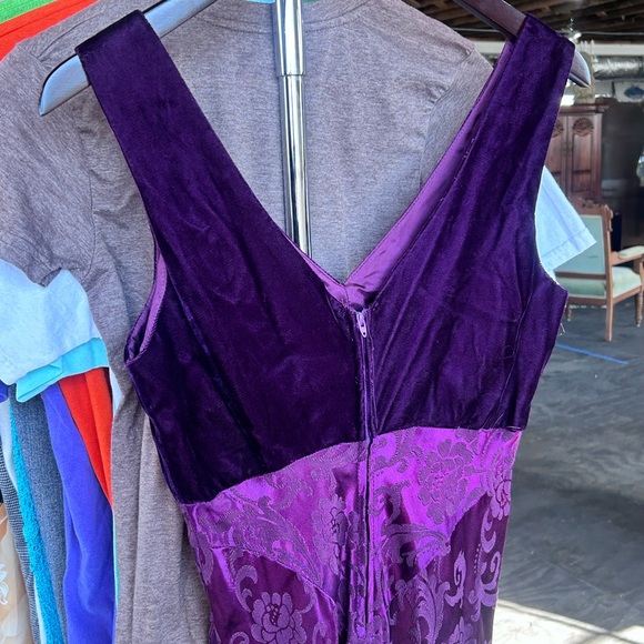 vintage purple velvet floral prom dress roberta whimsygoth formal maxi dress - Picture 13 of 13